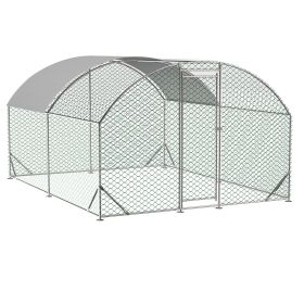 Large Chicken Coop Metal Chicken Run with Waterproof and Anti-UV Cover, Dome Shaped Walk-in Fence Cage Hen House for Outdoor and Yard Farm Use
